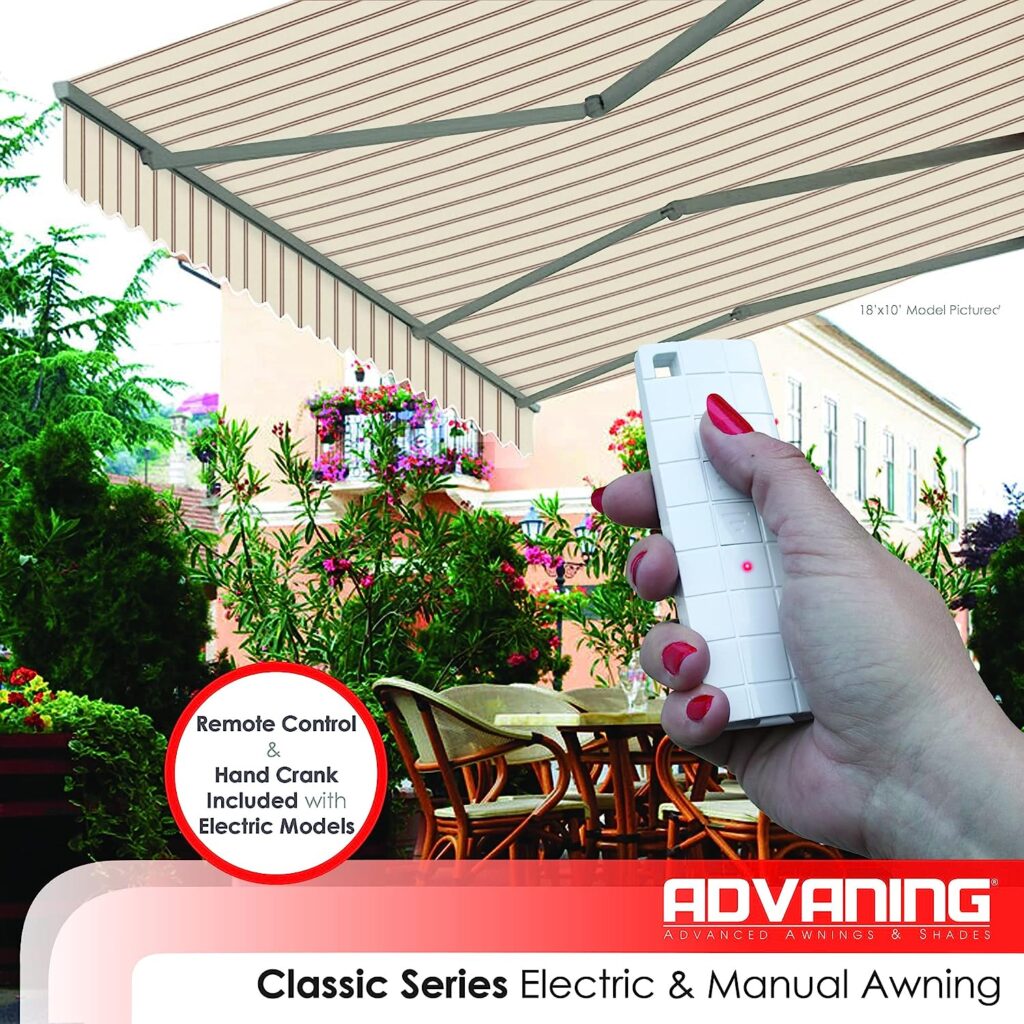 Advaning motorized retractable awning